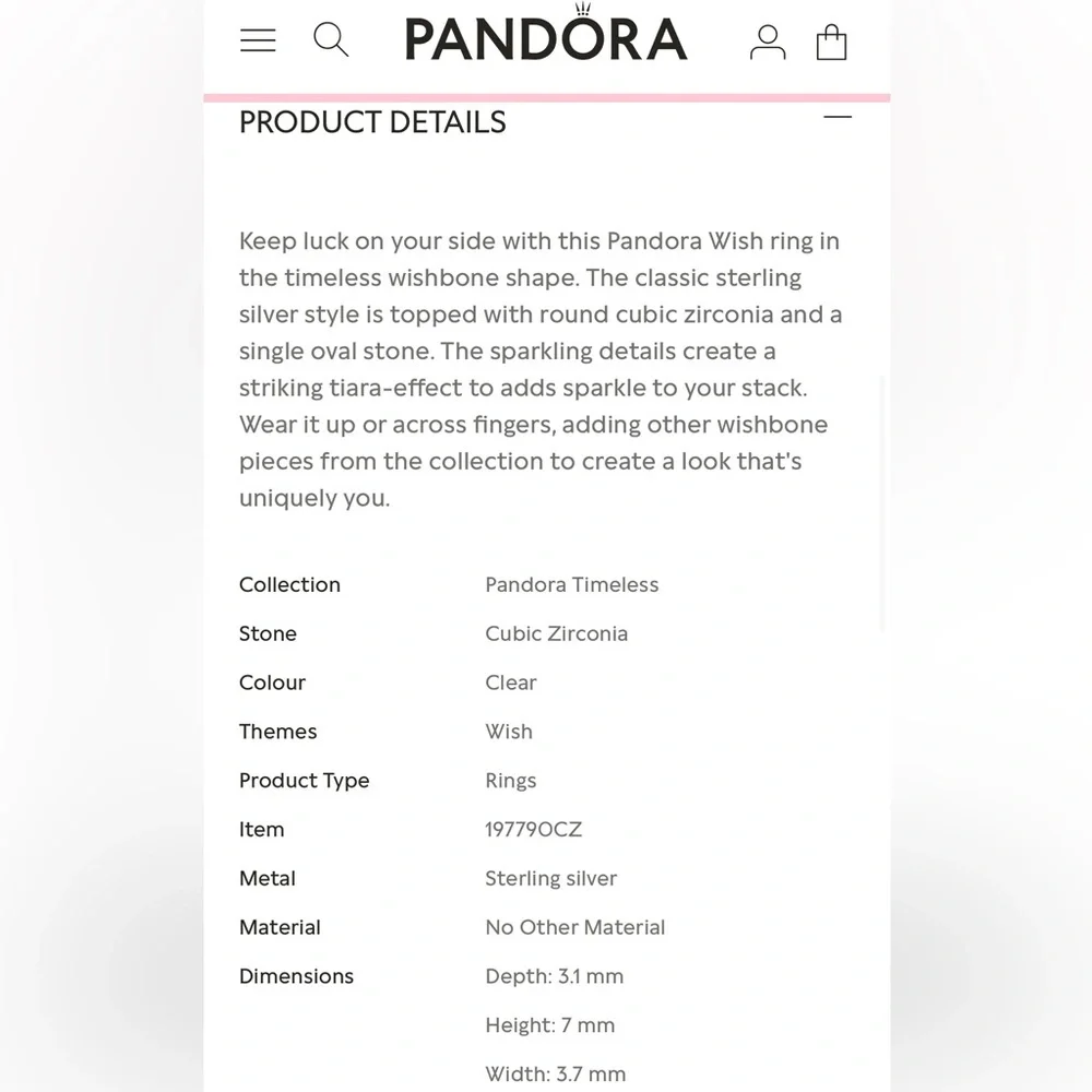 3 Pandora Wishbone Pinky Rings Rose gold and Sterling Silver Size 3 - Picture 10 of 11